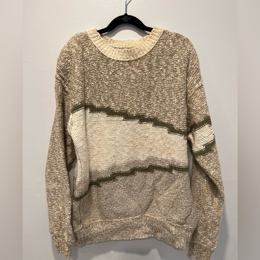 Vintage Liz Wear petites sweater- khaki, cream and olive green- size small